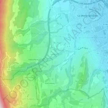 Mappa topografica La Vilette, altitudine, rilievo