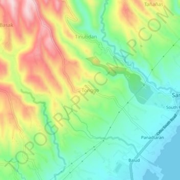Mappa topografica Tonggo, altitudine, rilievo
