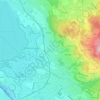 Mappa topografica Auslikon, altitudine, rilievo