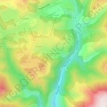 Mappa topografica Bergians Soutran, altitudine, rilievo