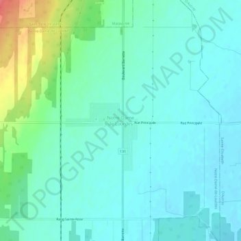 Mappa topografica Notre-Dame de Lourdes, altitudine, rilievo