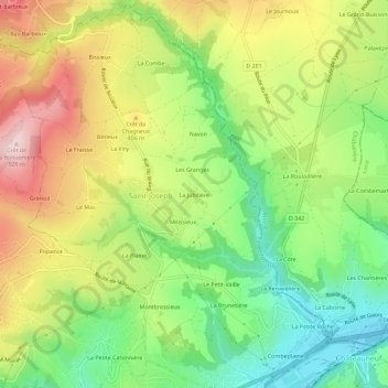 Mappa topografica La Jubilière, altitudine, rilievo