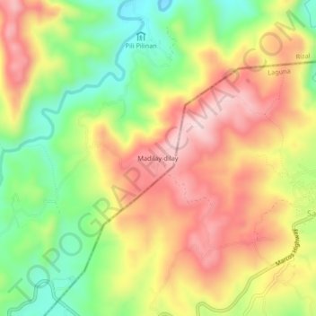 Mappa topografica Madilay-dilay, altitudine, rilievo