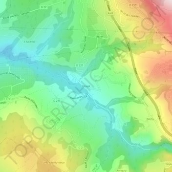 Mappa topografica Chosal, altitudine, rilievo