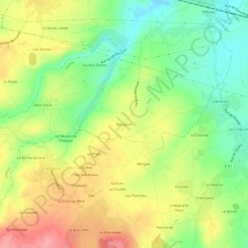 Mappa topografica Beussuet, altitudine, rilievo