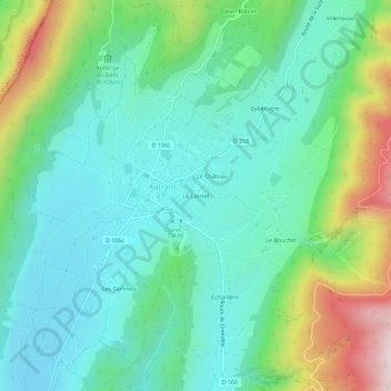Mappa topografica Le Cornet, altitudine, rilievo