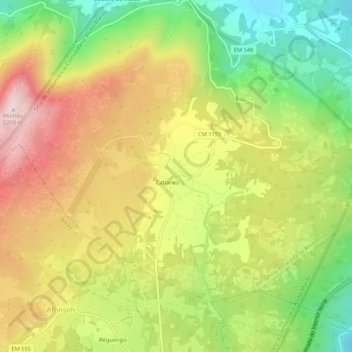 Mappa topografica Cabanes, altitudine, rilievo