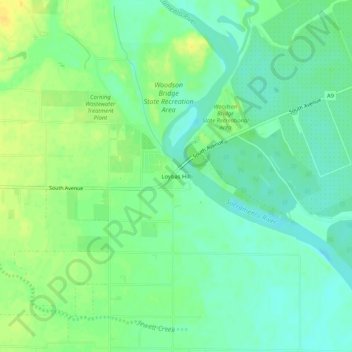Mappa topografica Loybas Hill, altitudine, rilievo