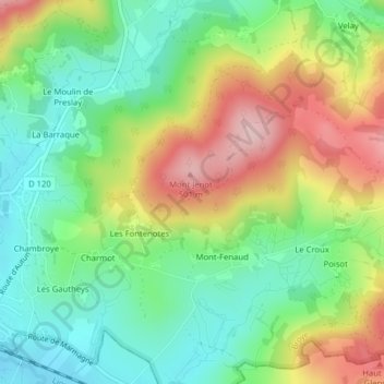 Mappa topografica Le Beuillet, altitudine, rilievo