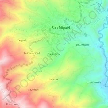 Mappa topografica Guaboloma, altitudine, rilievo