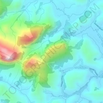 Mappa topografica Pedra Menina, altitudine, rilievo