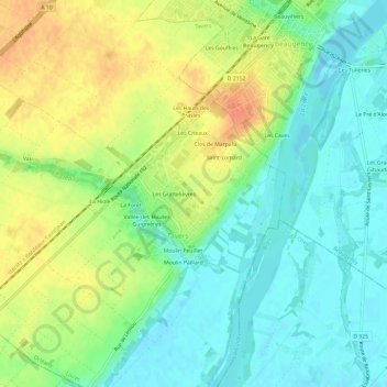 Mappa topografica Clos de Bordeaux, altitudine, rilievo