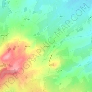 Mappa topografica Puyravaux, altitudine, rilievo