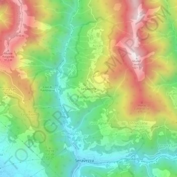Mappa topografica La Cappella, altitudine, rilievo