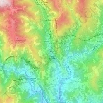 Mappa topografica Gallinea, altitudine, rilievo