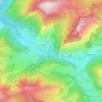 Mappa topografica Les Portes, altitudine, rilievo