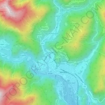 Mappa topografica Località Belvedere, altitudine, rilievo