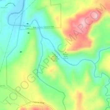 Mappa topografica Mount Manalmon, altitudine, rilievo