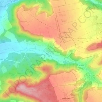 Mappa topografica Gößlingen, altitudine, rilievo