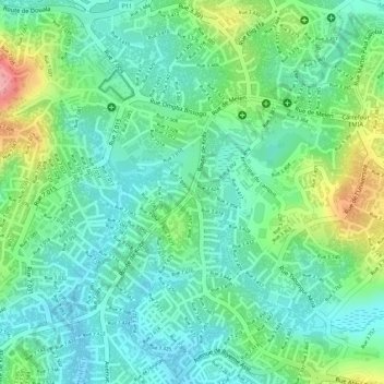 Mappa topografica Carrefour Obili, altitudine, rilievo