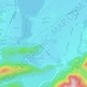 Mappa topografica Alterschrofen, altitudine, rilievo
