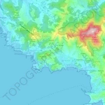 Mappa topografica Pozzuolo, altitudine, rilievo