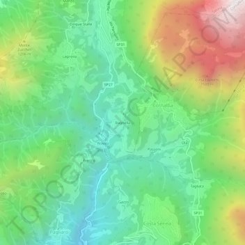 Mappa topografica Bagnella, altitudine, rilievo