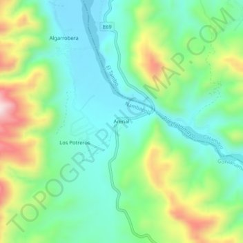 Mappa topografica Arenal, altitudine, rilievo