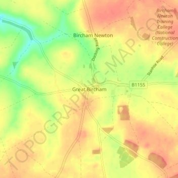 Mappa topografica Great Bircham, altitudine, rilievo