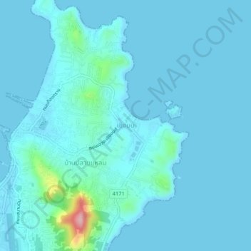 Mappa topografica Choeng Mon, altitudine, rilievo
