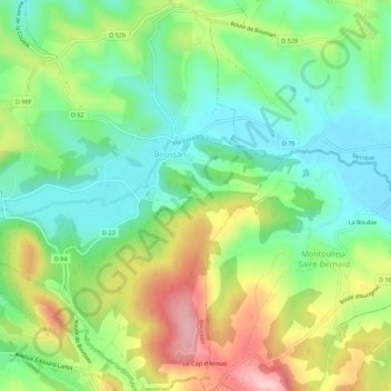 Mappa topografica Esbayles, altitudine, rilievo