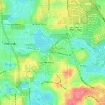 Mappa topografica Mohawk, altitudine, rilievo
