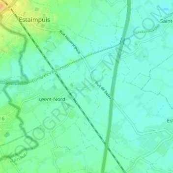 Mappa topografica Belva, altitudine, rilievo