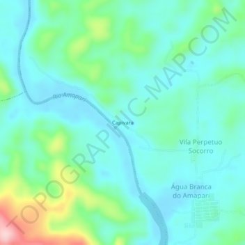 Mappa topografica Capivara, altitudine, rilievo