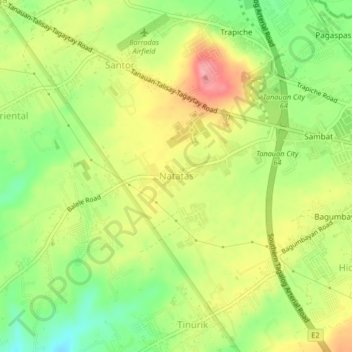 Mappa topografica Natatas, altitudine, rilievo