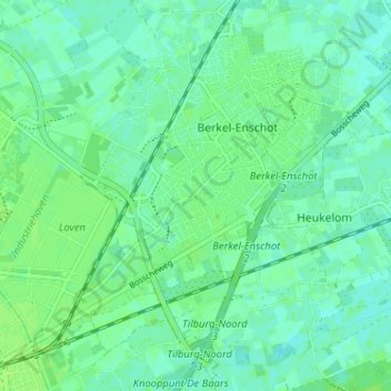 Mappa topografica Enschot, altitudine, rilievo