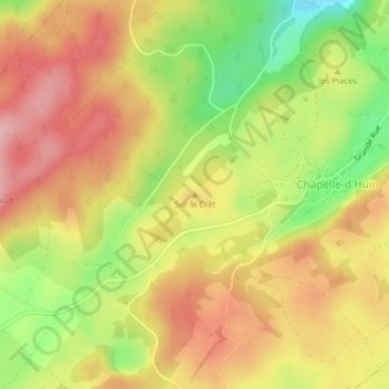 Mappa topografica Sur le Crêt, altitudine, rilievo