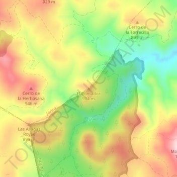Mappa topografica El Contador, altitudine, rilievo