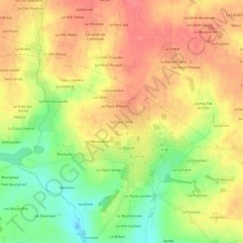 Mappa topografica La Cour Sevin, altitudine, rilievo