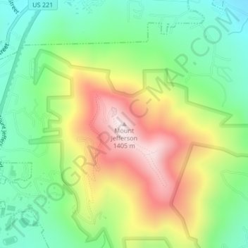 Mappa topografica Mount Jefferson, altitudine, rilievo