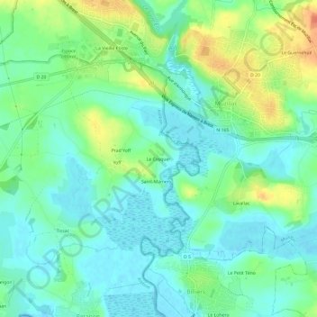 Mappa topografica Le Cosquer, altitudine, rilievo