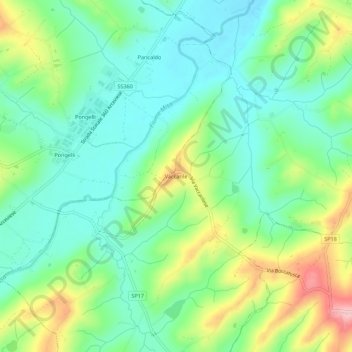 Mappa topografica Vaccarile, altitudine, rilievo
