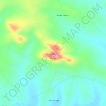 Mappa topografica Morro do Pau Branco, altitudine, rilievo