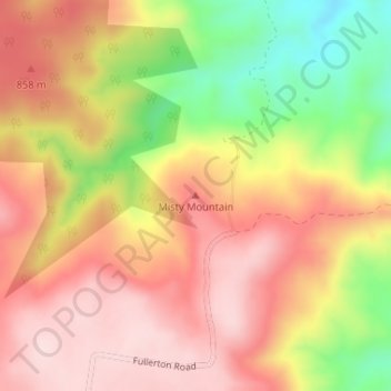 Mappa topografica Misty Mountain, altitudine, rilievo