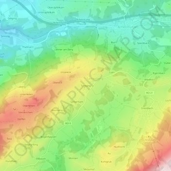 Mappa topografica Törwang, altitudine, rilievo