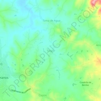 Mappa topografica Trojes, altitudine, rilievo