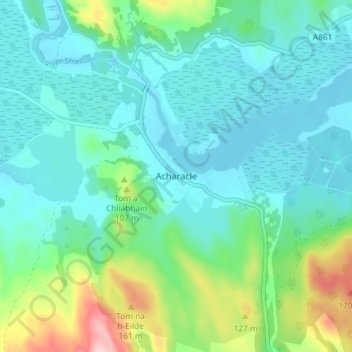 Mappa topografica Acharacle, altitudine, rilievo