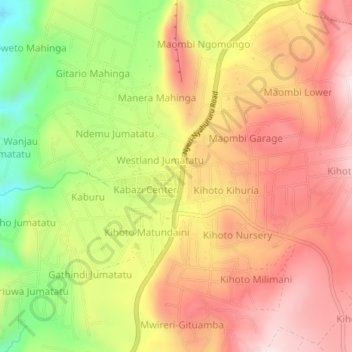 Mappa topografica Westland, altitudine, rilievo