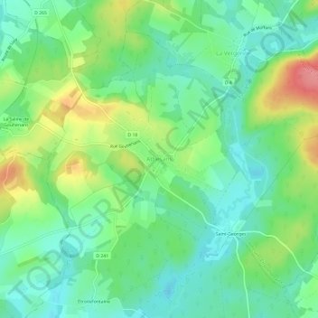Mappa topografica Athesans, altitudine, rilievo