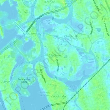 Mappa topografica Chittoor, altitudine, rilievo